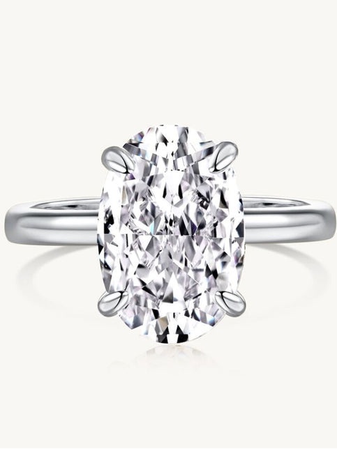 Gemiros Odette Solitaire Ring Featuring A 3.5-Carat Oval-Cut Simulated Diamond